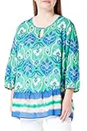 Samoon Dames 260054-21072 blouse, New Green met patroon, 44, , 44