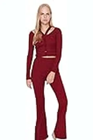Trendyol Vrouwen vrouw effen gebreide tweedelige set gecoördineerde Outfit, bordeaux, S, , S