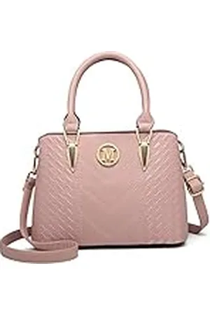 MISS LULÙ Handtas voor dames, geweven en visgraatmotief, M-logo vooraan, handtas of schoudertas, , Eén maat