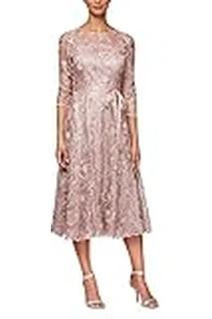Alex Evenings Dames thee lengte geborduurde jurk illusie mouwen (Petite Missy) Speciale gelegenheden, , 40