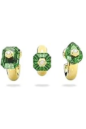 Swarovski Numina Ringoorbellen, Set (3), Verschillende Slijpvormen, Groen, Goudkleurige Toplaag