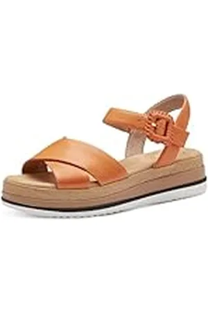 Tamaris Comfort 8-88701-42 650 Wedge Plateau voor dames, comfortabele extra brede alledaagse schoen, feestelijk, elegant, platte sandalen, 40 EU breed, oranje, 40 EU Breed