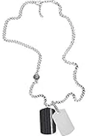 Diesel Dubbele hond tag staal en zwart lederen hanger ketting