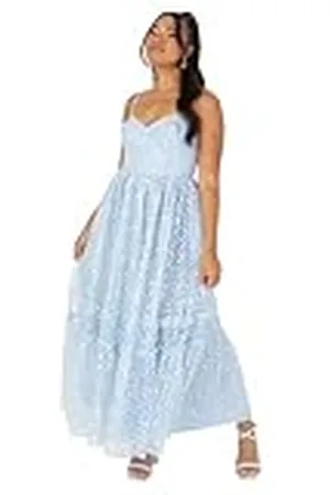 Maya Deluxe Damesjurk, midi-jurk, mouwloos, V-hals, cami, pailletten, geborduurde ruches, voor bruiloft, gala, baljurk, dames, , 42