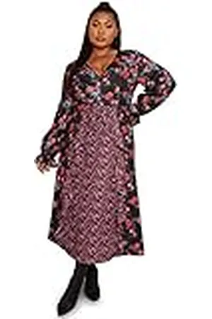 Chi Chi London Plus Size Lange Mouw Plunge Bloemen Gedrukt Midi , , 48 grote maten