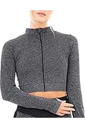 M17 Womens dames sport atletiek yoga mergel rib naadloze rits jas, , XL