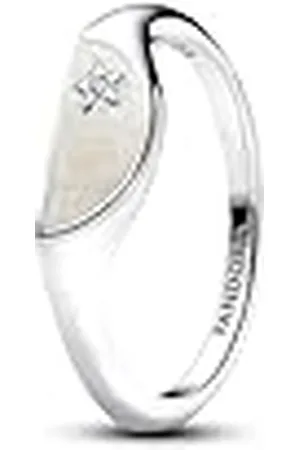 PANDORA ME Halbierter Emaille Siegelring aus Sterling Silber mit Zirkonia Steinen, Größe: 52, 193325C01-52