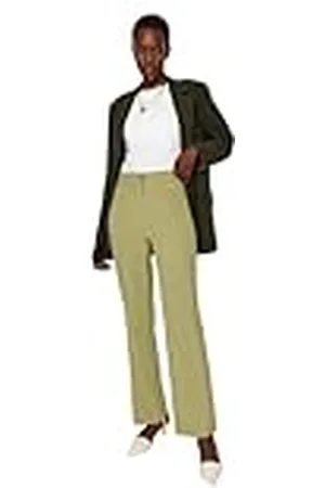Trendyol Vrouwen Vrouw Basics Hoge Taille Been Rechte Broek Broek, , 64