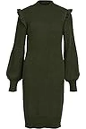 Object Dames Objmalena L/S Ruffle Knit Dress Noos gebreide jurk, , M