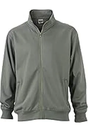 James & Nicholson Heren Workwear Sweat Jacket Sweatshirt, Grijs (Dark-Grey), X-Small