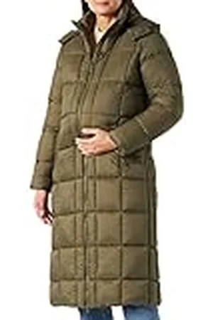 Cream Lange gewatteerde damesjas met capuchon, , 32
