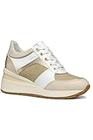 Geox D ZOSMA A Sneakers voor dames, wit/Lt Gold, 39 EU, , 39 EU