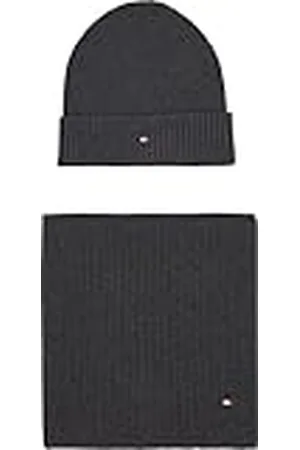 Tommy Hilfiger Heren vlag PIMA katoen beanie & sjaal AM0AM12937 Gift Pack, grijs (houtskool grijs), OS, , Eén Maat