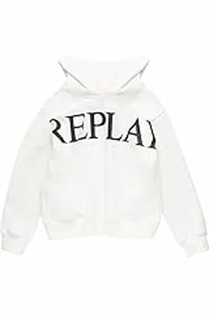 Replay Jongens hoodie katoen, wit (Natural White 011), 4 jaar, , 4 Jaar