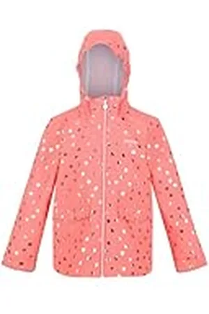 Regatta Belladonna Kids waterdicht, bedrukt jack met capuchon. Met DWR- en Hydrafort-stoffen. Geschikt om te wandelen en te wandelen.