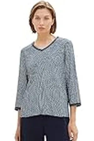 TOM TAILOR Damesshirt met lange mouwen en patroon, , M