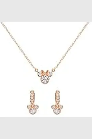 Disney Minnie Mouse Two Tone Cubic Zirconia moeder en dochter ketting set, one size, messing, Eén maat, Messing, Kristal