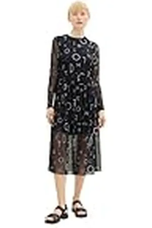 TOM TAILOR TOM TAILOR-denim denim mesh damesjurk met patroon