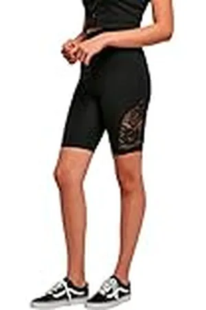 Urban classics Yogashorts voor dames en dames met hoge taille en kanten inzetstuk voor dames, , S