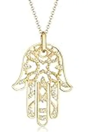 Elli Premium Hamsa Premium dameshalsketting met kristallen, 70 cm, Sterling zilver, Kristal