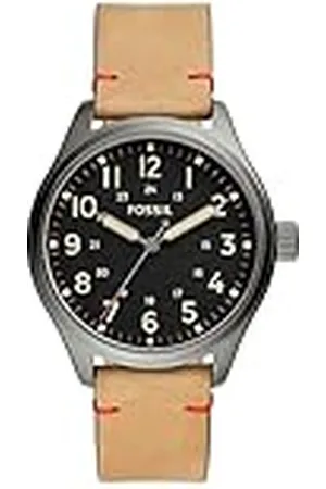 Fossil Easton Drie-Hand Tan Lederen Horloge - BQ2792, , riem