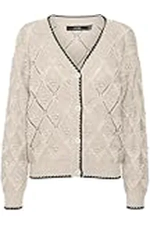 VERO MODA VMJULIAN LS V-hals Cardigan GA Boo, Birch/Detail:w. Black, M