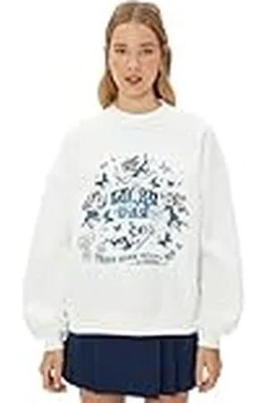 Koton Sweatshirt voor dames, lange mouwen, geribbeld, bedrukt met ronde hals, , L
