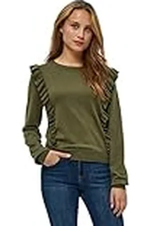 Minus Vesia gebreide trui met ruches | Blauwe truien voor dames VK | Lente dames truien | Maat L