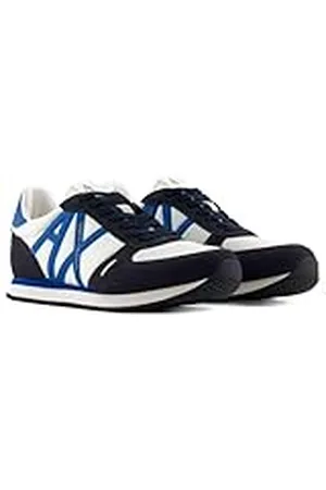 Armani Exchange Heren Rio Side Logo sneakers, Deep Navy + Off White, 42 EU, , 42 EU