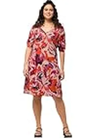 Ulla Popken Dames grote maten, strandjurk Heather, geborduurde bloemenprint, , 54/56 NL