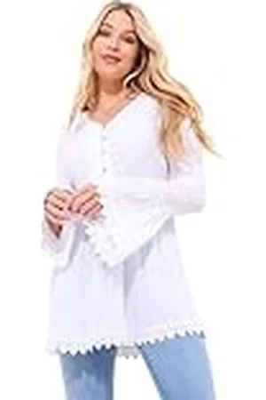 Joe Browns Damesmode knoop detail kanten trim geborduurde V-hals tuniek, , 40