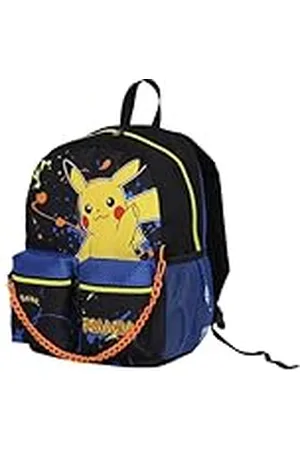 7 for all Mankind Rugzak voor school, Pokémon, kleuterschool en vrije tijd, blauw en geel, kinderen en jongeren, met dubbel voorvak, , Eén maat, Casual