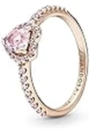 PANDORA ROSE Timeless Ring "funkelndes Herz" 14k rosévergoldet, rosa Kristall, Zirkonia 188421C04 56