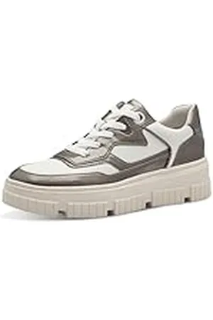 QS by s.Oliver Damessneakers plat Low Top Vegan, wit (wit/grijs), 40, , 40 EU