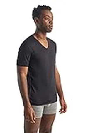 Icebreaker Merino Wol Herenondergoed - Anatomica V-hals T-shirt | Hiking Shirt | Merino Onderhemd - Zwart/Monsoon, M