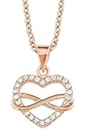 QS by s.Oliver Collier met hanger 925 sterling zilveren dames collier, met cubic zirkonia synth., 42+3 cm, rosékleurig, Infinity, Wordt geleverd in sieraden geschenkverpakking, 2020988