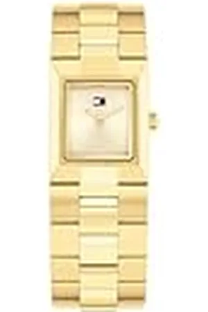 Tommy Hilfiger Twee Hand Quartz Beweging Horloge voor Vrouwen met Goud Gekleurde Roestvrij Staal Armband - 1782787, Lichte champagne, Eén maat