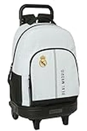 Safta Real Madrid 1. Team 24/25, grote rugzak met wielen, compact, afneembaar, ideaal voor kinderen van verschillende leeftijden, comfortabel en veelzijdig, kwaliteit en duurzaamheid, 33 x 22 x 45 cm