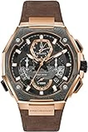 BULOVA Heren Series X Hoge Precisie Quartz Chronograaf Horloge, Sapphire Crystal, Continue Vegen Tweedehands, , Precisionist chronograaf tweekleurige roestvrijstalen bruine lederen band