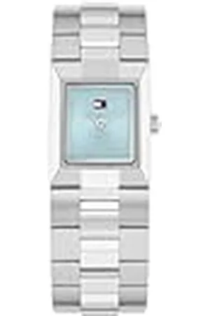 Tommy Hilfiger Twee Hand Quartz Beweging Horloge voor Vrouwen met Zilveren Roestvrij Stalen Armband - 1782797, Lichtblauw, Eén maat