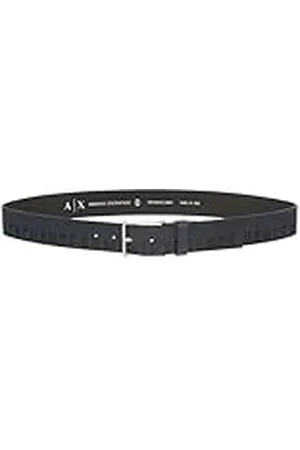 Armani Exchange Herenleer, verlengd logo, zilveren gesp tongriem, , 75, , 75
