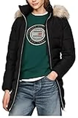 Tommy Hilfiger Dames Heritage Down Tyra jas met bont en zakken, , XL