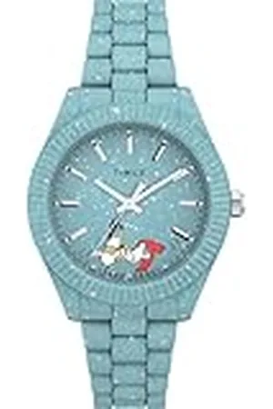 Timex Peanuts 37 mm dameshorloge - blauwe band, blauwe wijzerplaat, blauwe kast, TW2V53200