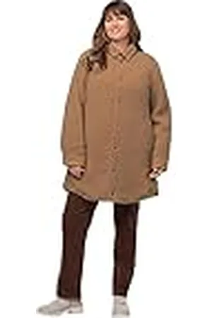 Ulla Popken Landaus omkeerbare jas voor dames, gewatteerde teddy-jas, , 50-52