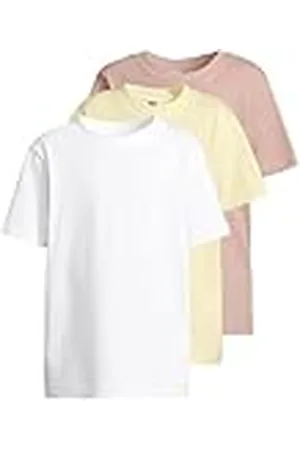 Build Your Brand Urban Classics T-shirts voor meisjes 100% katoen wit + donkerroze + zachtgeel 122 128, , 122-128