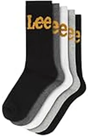 Lee Unisex sportsokken in zwart/wit/grijs | Heren en dames vochtafvoerende ademende casual wandelende atletische sok mid kalf designer geribbeld | Maat 6-8 multipack van 5