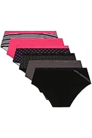 Dim Damesboxershorts, katoen, stretch, kleurrijk, 6 stuks, Pretty Rose Pack + Zwart Logo Set, XL