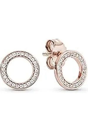 PANDORA Funkelnder Kreis Ohrstecker mit 14 Karat rosévergoldete Metalllegierung und Cubic Zirkonia Steinen aus der Signature Collection
