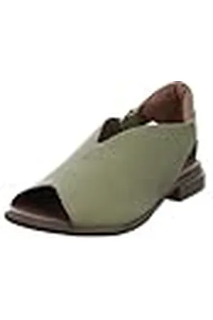 Think! Dames KAMAA chromfrei gegerbte nachhaltige Sandale, OLIVE 7000