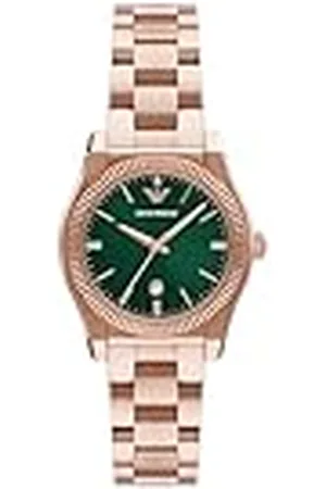 Emporio Armani Horloge Voor Dames, Driehandig Quartz uurwerk en 32mm kastmaat met roestvrij stalen, lederen of siliconen bandRoségoudkleurige setRoségoudkleurige set
